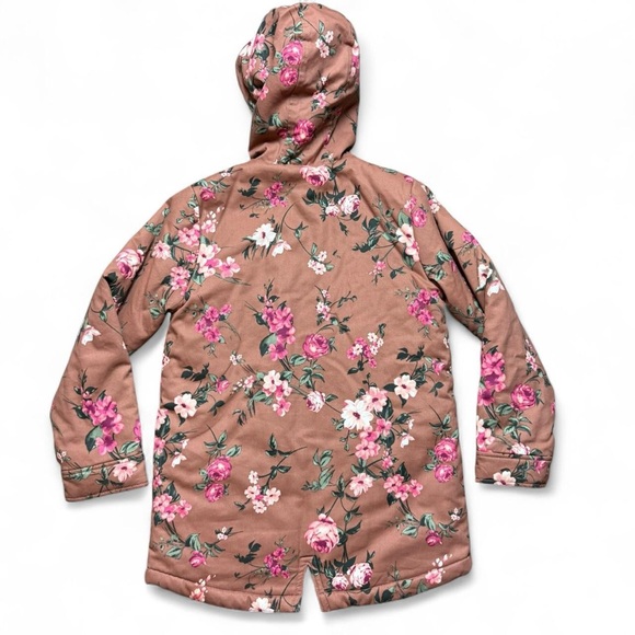 The Children's Place Floral Puffer Jacket with Faux Fur Hood - Picture 2 of 8